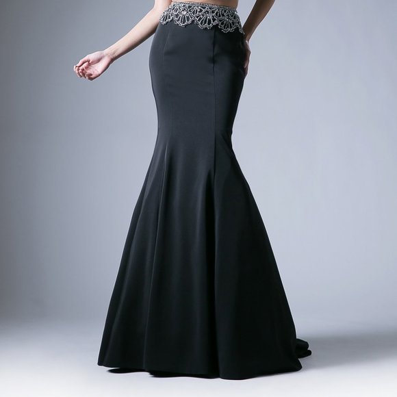 NEW LONG TWO PIECES MERMAID EMBROIDERED DRESS WITH CUTOUT ZIPPER BACK CD 11574 - Picture 5 of 8